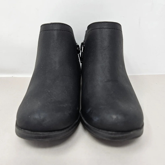 Mia Kid's Girl's Ankle Booties Sz 11M Black Faux Leather Zip Perforated Cutout - Picture 2 of 9